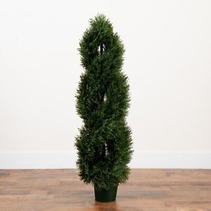 4’ Double Pond Cypress Spiral Topiary Tree UV (Indoor/Outdoor). Retail $243