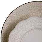 Elama 16 Piece Embossed Ivory Scalloped Stoneware Dinnerware Set Service for 4