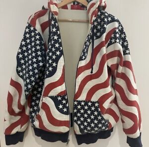 Supreme Zip Up Hoodie Reflective Logo Thermal FW14 American Flag Size Large