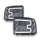 FIT FOR 05-07 FORD F350 F450 F550 SUPER DUTY [LED DRL BAR] HEADLIGHTS SMOKED (For: 2006 F-350 Super Duty)