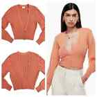 Aritzia Wilfred Plunge Front Cardigan Size Large Peach V-Neck Merino Wool Blend