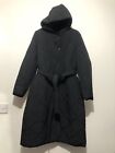 M&S Stormwear Quilted Hooded Padded Longline Puffer Coat UK 12 Black £79