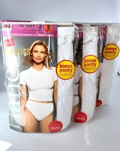 Hanes Classics Women's Panties 12 Pair High Cut Cotton White Underwear Size 6