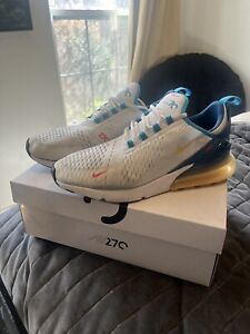 Size 10.5 - Nike Air Max 270 White Industrial Blue Citron (Pre-Owned)