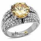 Women's 4.55 Ct Round Cut Champagne CZ Stainless Steel Engagement Ring Size 5-10