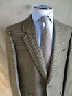 Brioni brown houndstooth plaid wool silk tweed blazer sport coat jacket 44L 42L