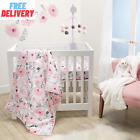 Blossom Pink Watercolor Floral 3-Piece Mini Crib Bedding Set
