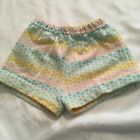Vintage Healthtex Knit Rainbow Elastic Waist 70s Hot Pants Shorts 12 Mo Pastel