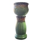 Vntg Robinson Ransbottom Pottery Green Fern Jardiniere Pedestal 153 USA 1950-60s
