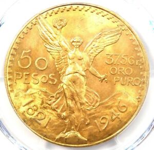 1946 Mexico Gold 50 Pesos Coin 50P KM-481 - Certified PCGS MS65 (Gem BU UNC)