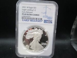 2021 W American Eagle Silver Proof Dollar Coin NGC PF 69 Ultra Cameo Type 2