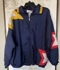 Vintage 80’s 90's Janeve Women's Track Jacket Zip Front Red Yellow Stars Size XL