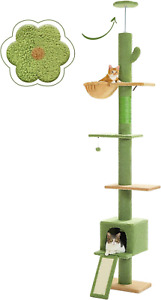 Cat Tree Floor to Ceiling,Cactus Tall Cat Tower, Adjustable Height (83''~108'')