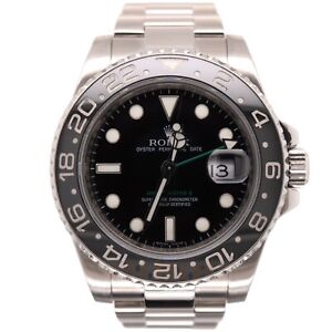 Rolex Mens 40mm GMT Master II Ceramic Black Dial Stainless Steel Watch 116710LN