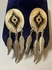 Montana Silversmiths Silver Gold Aztec Dangle Feathers Southwestern Earrings