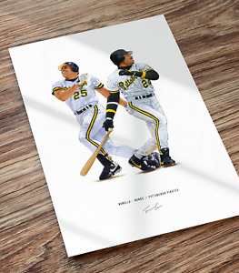 Barry Bonds Bobby Bonilla Pittsburgh Pirates Baseball Illustrated Print Poster