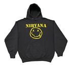 Nirvana Vintage Band Hoodie XL Black Smiley Face Kurt Cobain Rock Grunge Sub Pop