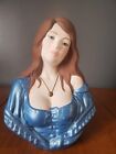 Vintage Ceramic Hand Painted  Mold Bust  Beautiful  Gypsy  Women 1976 Betty  HTF
