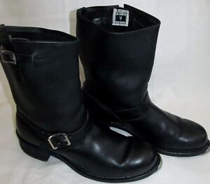 FRYE 8R Black Vintage Engineer Riding Boots Mens Size 12 M With Horseshoe Taps