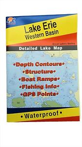 Lake Erie Western Basin Detailed Fishing Map, GPS Points, Waterproof #L127