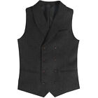 2023 Men's suit vest brown thick twill double-breasted vest