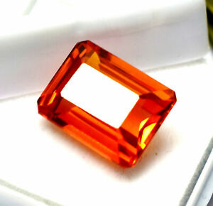 11.40 Loose Gemstone Natural Orange Sapphire CGI Certified Emerald Cut Sri Lanka