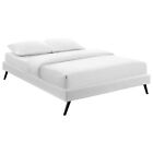 Modway Loryn Full Vinyl Bed Frame with Round Splayed Legs in White
