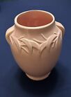 Vintage McCoy Pottery Vase Raised Leaves Pink 1940'S