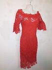 Lace Knee Length Red Dress Size 8