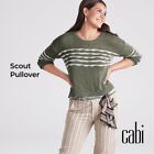 NWOT CABI Scout Olive Green Striped Pullover Sweater Spring 2021 #5829  L LARGE
