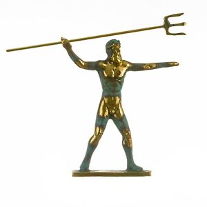 Poseidon Greek God of the Sea With Trident Statue Handmade solid bronze  5.5