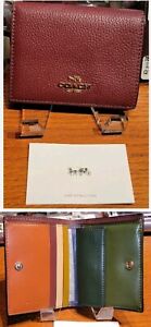 NEW Coach Small Snap Wallet In Colorblock Gold/Vintage Mauve Multi 76301 ( GV )