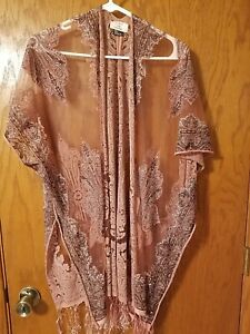 David and Young Womens Sweater One Sz Boho Cape Poncho Shawl Cover Maroon Sheer