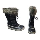Sorel Joan Of Artic Women's Black Waterproof Suede Faux Fur Winter Boots Sz 6