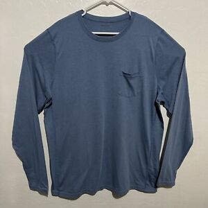Poncho Mens XL Long Sleeve T Shirt Blue Stretch Lightweight Outdoor Fishing