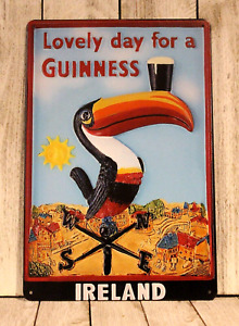 Guinness Beer Tin Sign Metal Ireland Bar Irish Pub Vintage Rustic Look Toucan