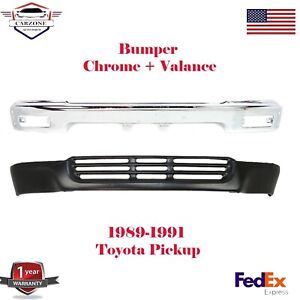Front Bumper Chrome + Valance Primed Steel For 1989-1991 Toyota Pickup 4WD (For: 1991 Toyota Pickup)