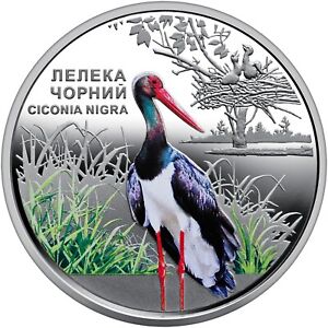 Ukraine - 5 Hryven 2024 UNC Chernobyl. Revival. Black stork. Ciconia nigra