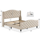 Upholstered King/Queen Size Bed Frame Tufted Platform With Headboard Footboard