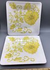 Yellow Embossed Floral, (2) 9” Laurie Gates, Melamine Picnic, BBQ Plates