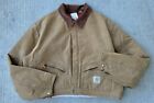 Vintage Carhartt Tan Cropped Quilted Lined Detroit Jacket Size Large Workwear