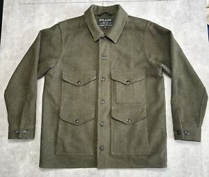 Filson Mackinaw Wool Cruiser Jacket Mens L Button Long Sleeve Forest Green