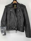 Force Mens Black Leather Long Sleeve Full-Zip Motorcycle Jacket Size US S/EU 46