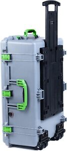 Silver & Lime Green Pelican 1650 case. No foam - empty.  Comes with wheels.