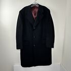 Vintage Dhalishan 100% Cashmere Overcoat Trench Top Coat Black Mens Size 48