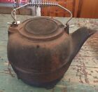 Antique Vintage Cast Iron Stem Tea Kettle W/ Handle & Swivel Top