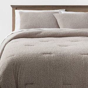 3pc Full/Queen Cozy Chenille Comforter & Sham Set Gray - Threshold