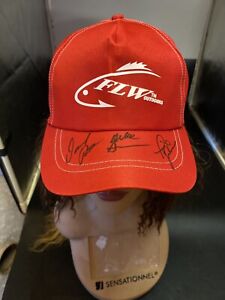 Preowned FLW 3 Autographs Signed Cap Red Castrol Adjustable Hat