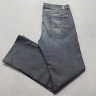 7 For All Mankind Jeans Mens 36x34 Blue Denim Relaxed Baggy Button Fly Stretch