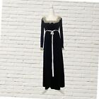 Vintage 70s Black Velvet Maxi Dress Gothic Babydoll Size Xs